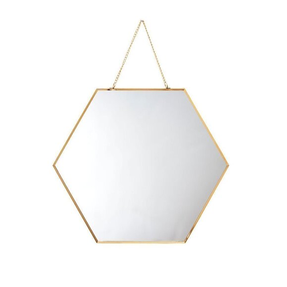Wild Sage Other - 𝅺WILD Sage Boho Hexagon Gold Wall Mirrors With Chains 3 Pack